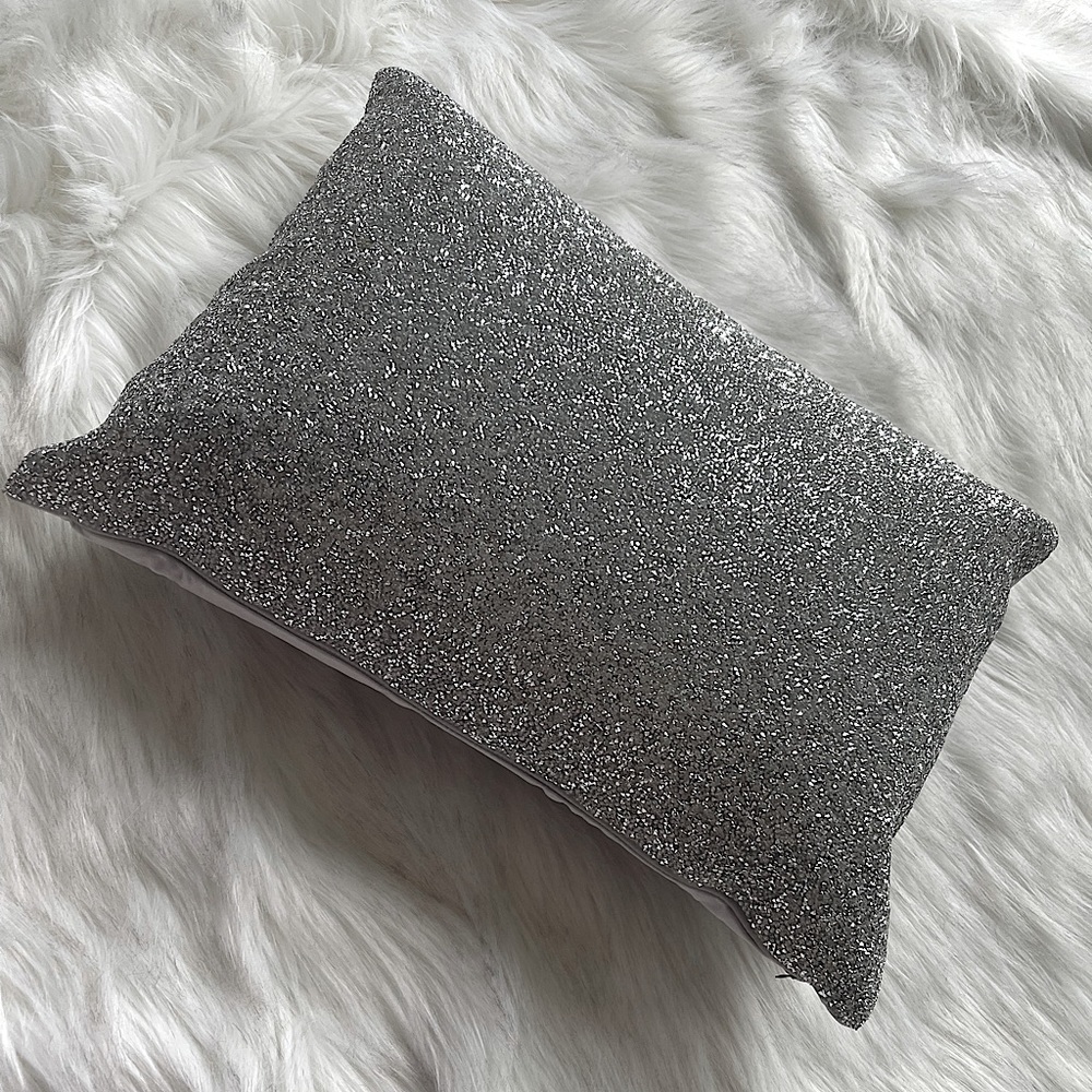Sparkle Accent Pillow -Silver & Gray